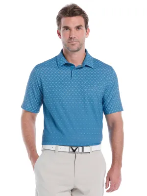 Mens Engineered Chevron Ombre Print Golf Polo Shirt Golf Clubhouse Summer Golf