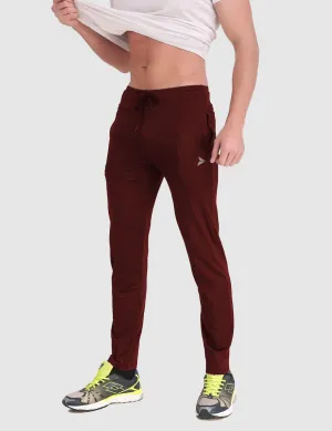 Double Needle Stitching Urban Look Pro-Flex Slim Fit Track Pant - Maroon