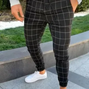 West Louis? UK Style Plaid Joggers Pants Flex Fit Design Timeless Layers