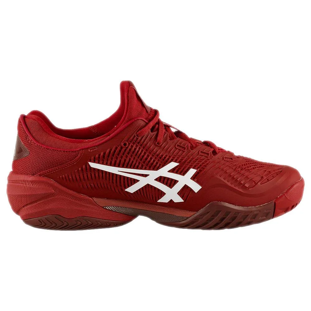 Micro Perforation Airflow Breathable knit Asics Men's Court FF 3 Novak - Cranberry/White