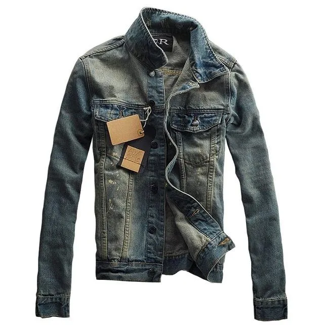 HypoallergenicYarn West Louis? Casual Washed Cotton Jeans Jacket