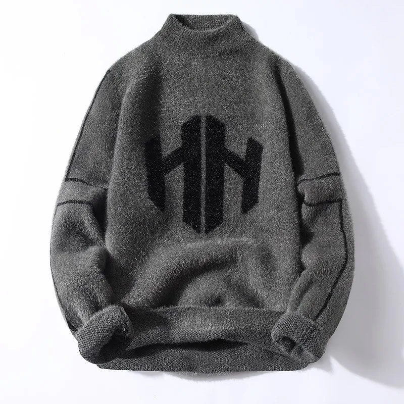 Seamless construction Fame Glow West Louis? Winter Knitted Mink Fleece Sweater