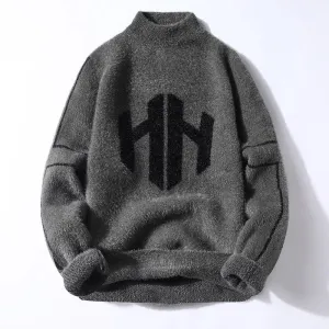 DoubleStitchedSeams West Louis? Winter Knitted Mink Fleece Sweater