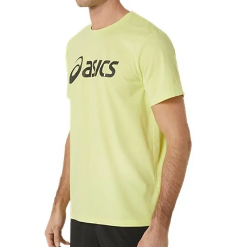 Asics Graphic Mens Tennis Tee - Glow Yellow Ethically Sourced Cotton Geometric Print
