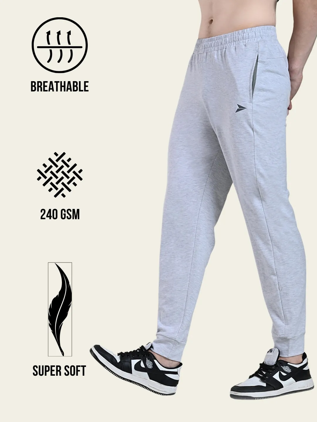 Utility Jogger with Pockets - Melange Grey Performance Comfort Eco Friendly Fabric