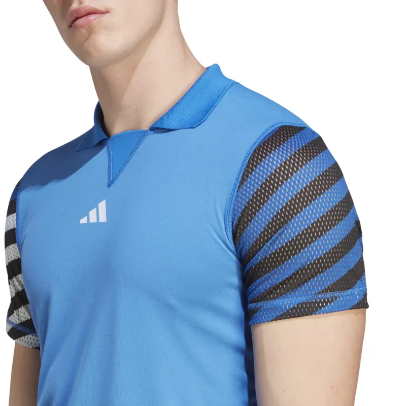 Adidas Men FreeLift Bright Royal Tennis Pro Polo Shirt Effortless Comfort Travel Friendly