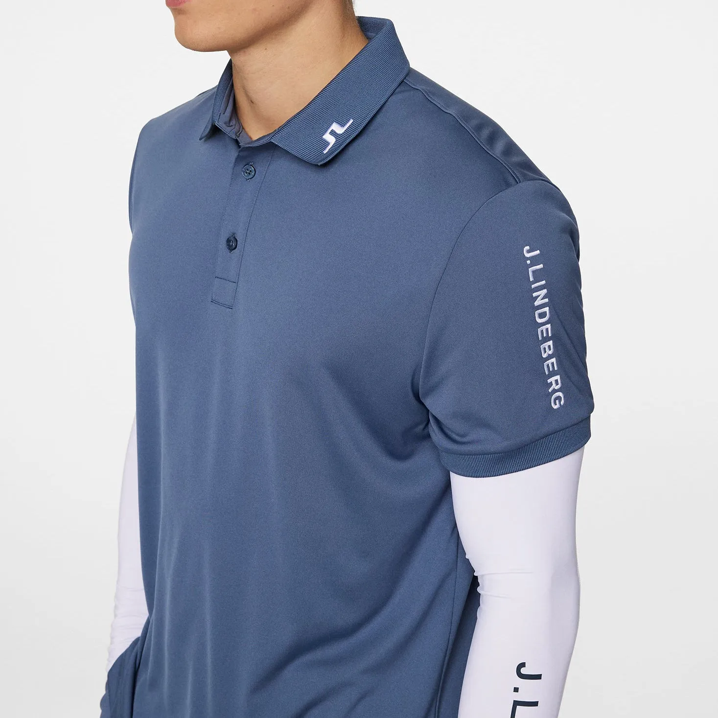 Luxury Look Advanced Moisture Management J.Lindeberg Tour Tech Regular Fit Golf Polo Shirt - Vintage Indigo