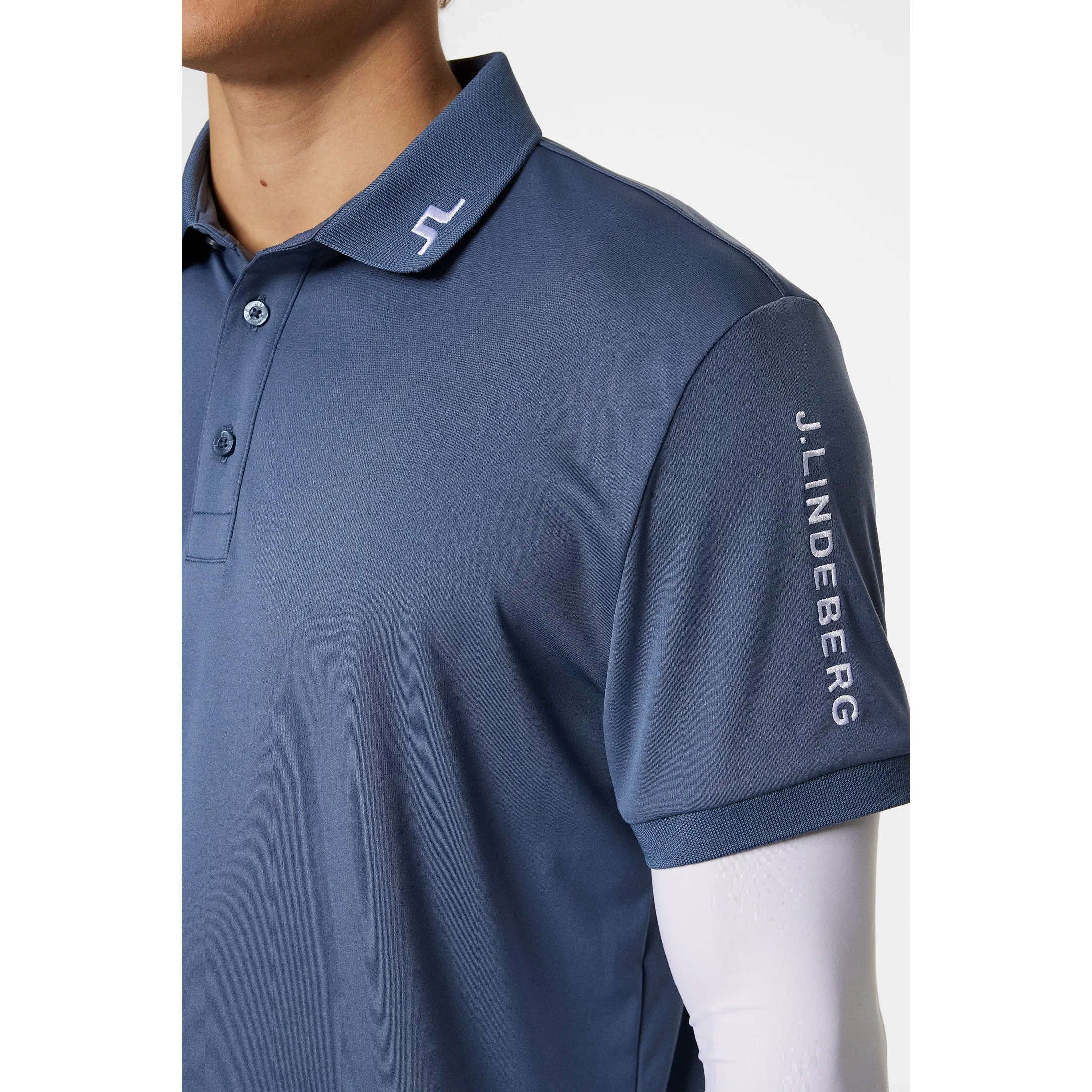 Modern Cut J.Lindeberg Tour Tech Regular Fit Golf Polo Shirt - Vintage Indigo