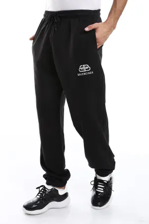 Flexible Waistband Minimal Bulk Elastic Waist With Drawstring With Sweatpants *- Black