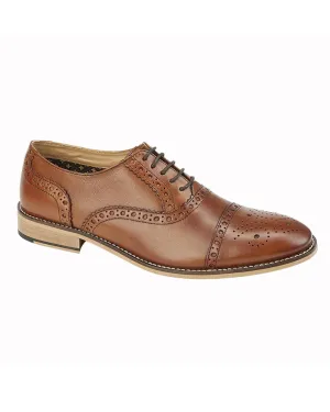 Roamers Mens Tan Leather Brogue Oxford Shoes Vintage Mood