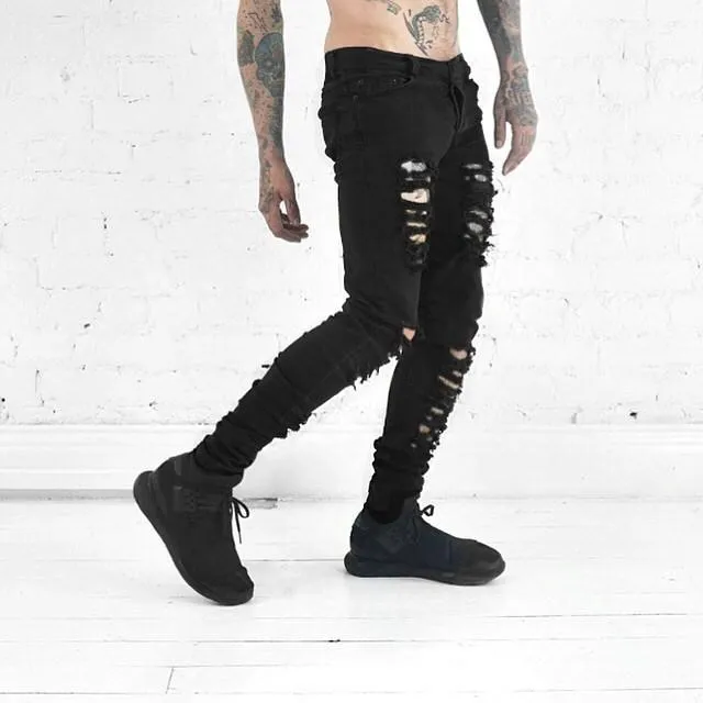 West Louis? Hip Hop Swag Distressed Slim Jeans [ 3 colors ] Flexible Waistband