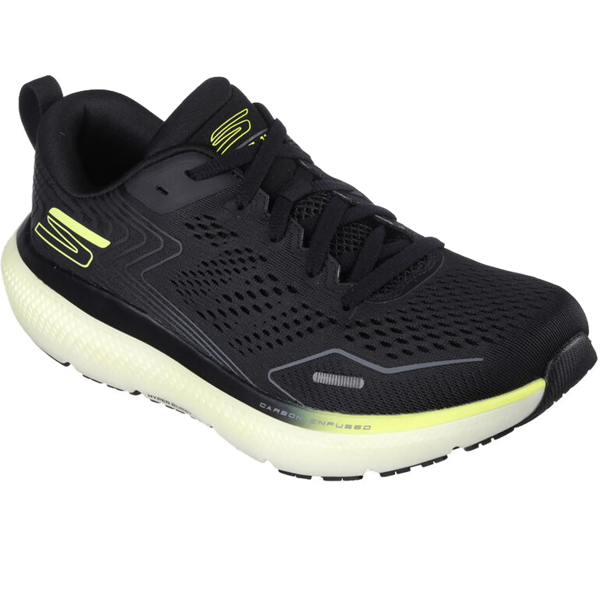 ventilation material self - cleaning sole Skechers Men's 246079 Go Run Ride 11 Black White Archfit Running Shoes