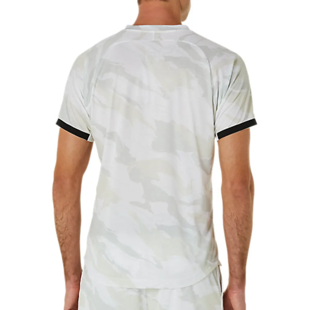 SustainableManufacturing Comfortable Weave Asics Match Graphic Short Sleeved Men Top - Brilliant White