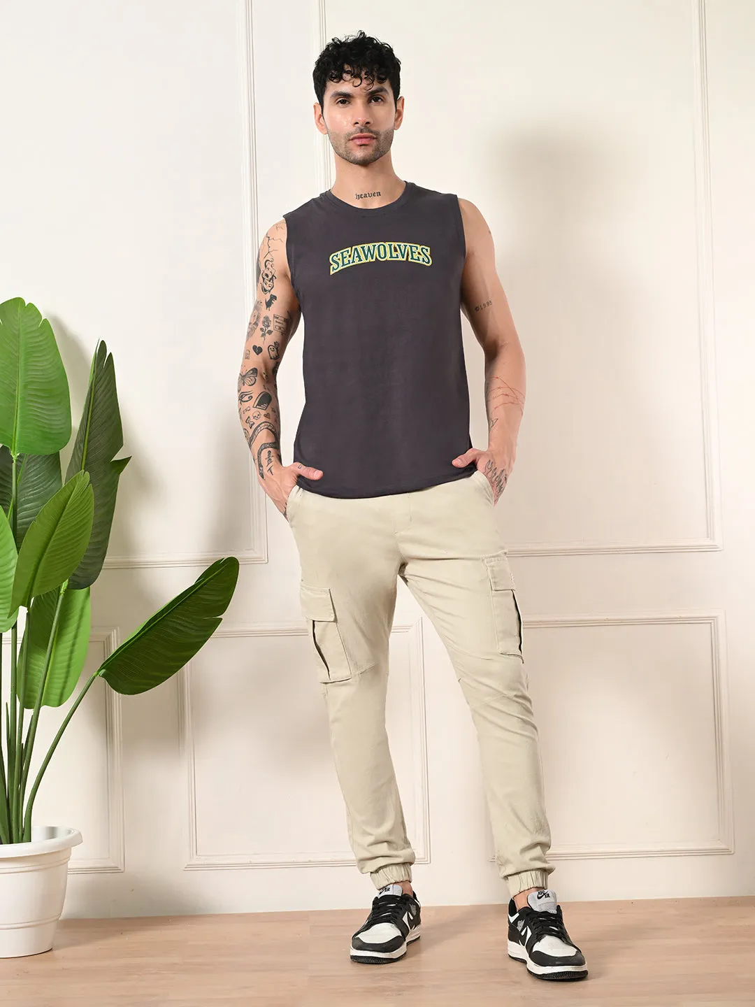 Easy-wear Seawolves Cotton Sando ?C Charcoal Neat Edge