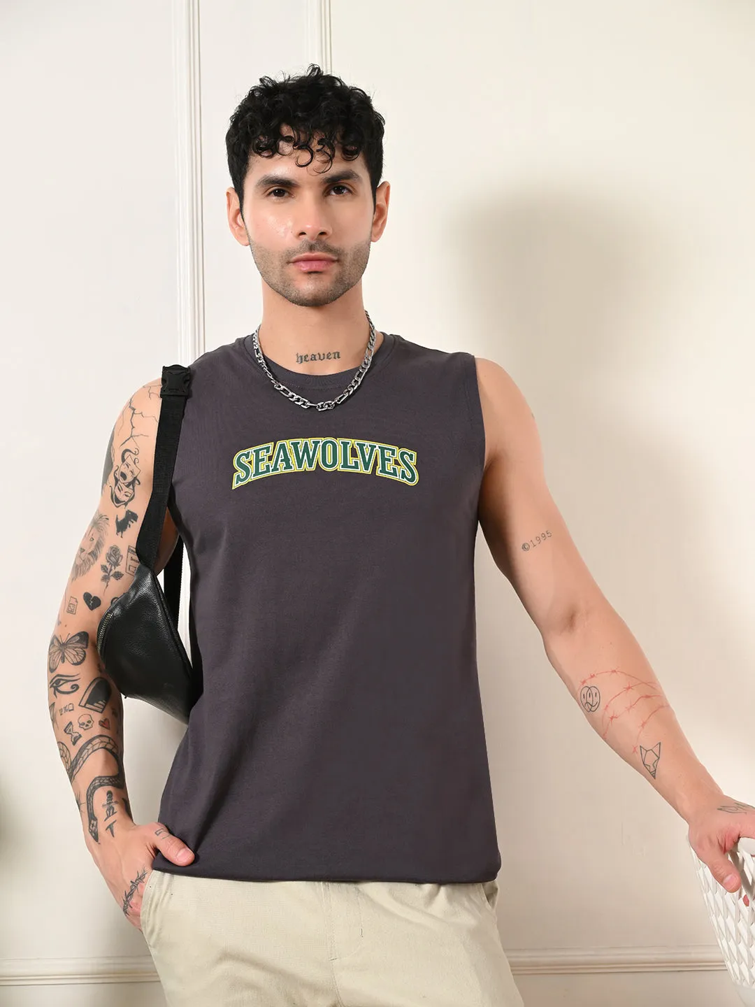 Easy-wear Seawolves Cotton Sando ?C Charcoal Bio Glow AbrasionResistantThread