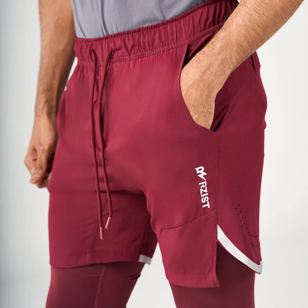 ?2 in 1 Long Inner Shorts - Maroon Chill Look delivery work