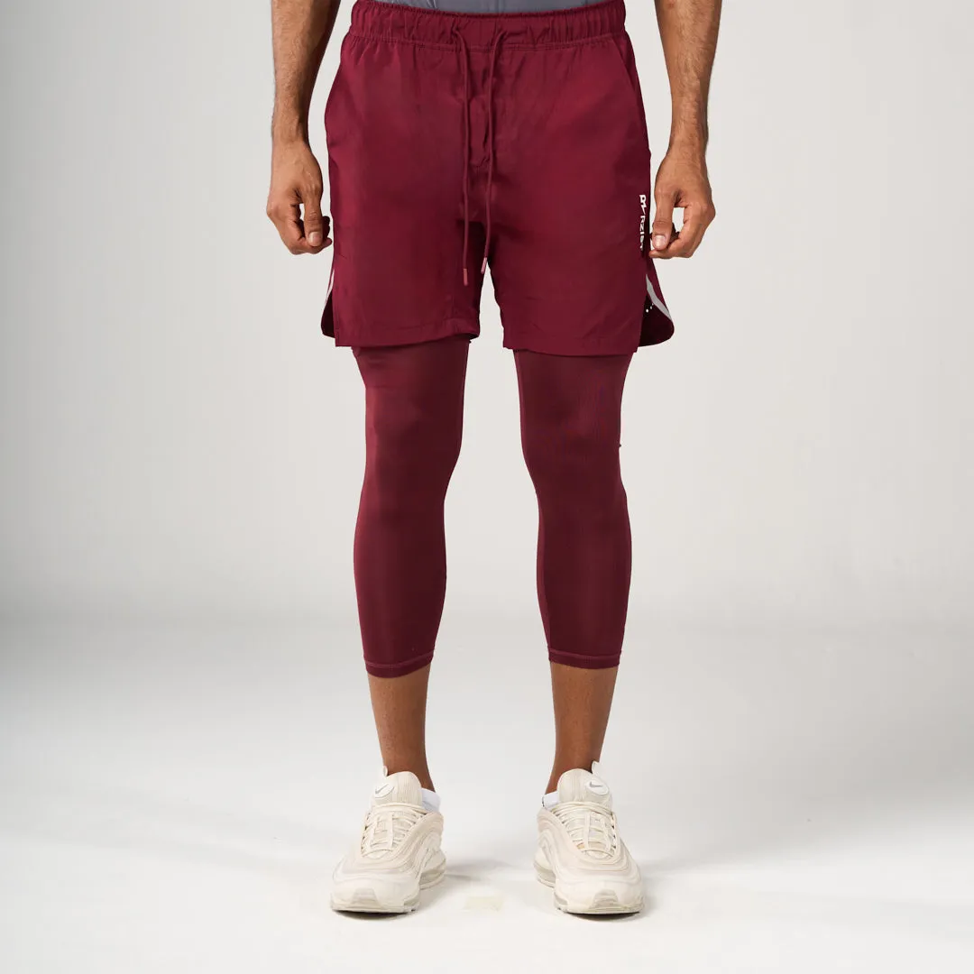 Contoured Cuff Design personalized option ?2 in 1 Long Inner Shorts - Maroon