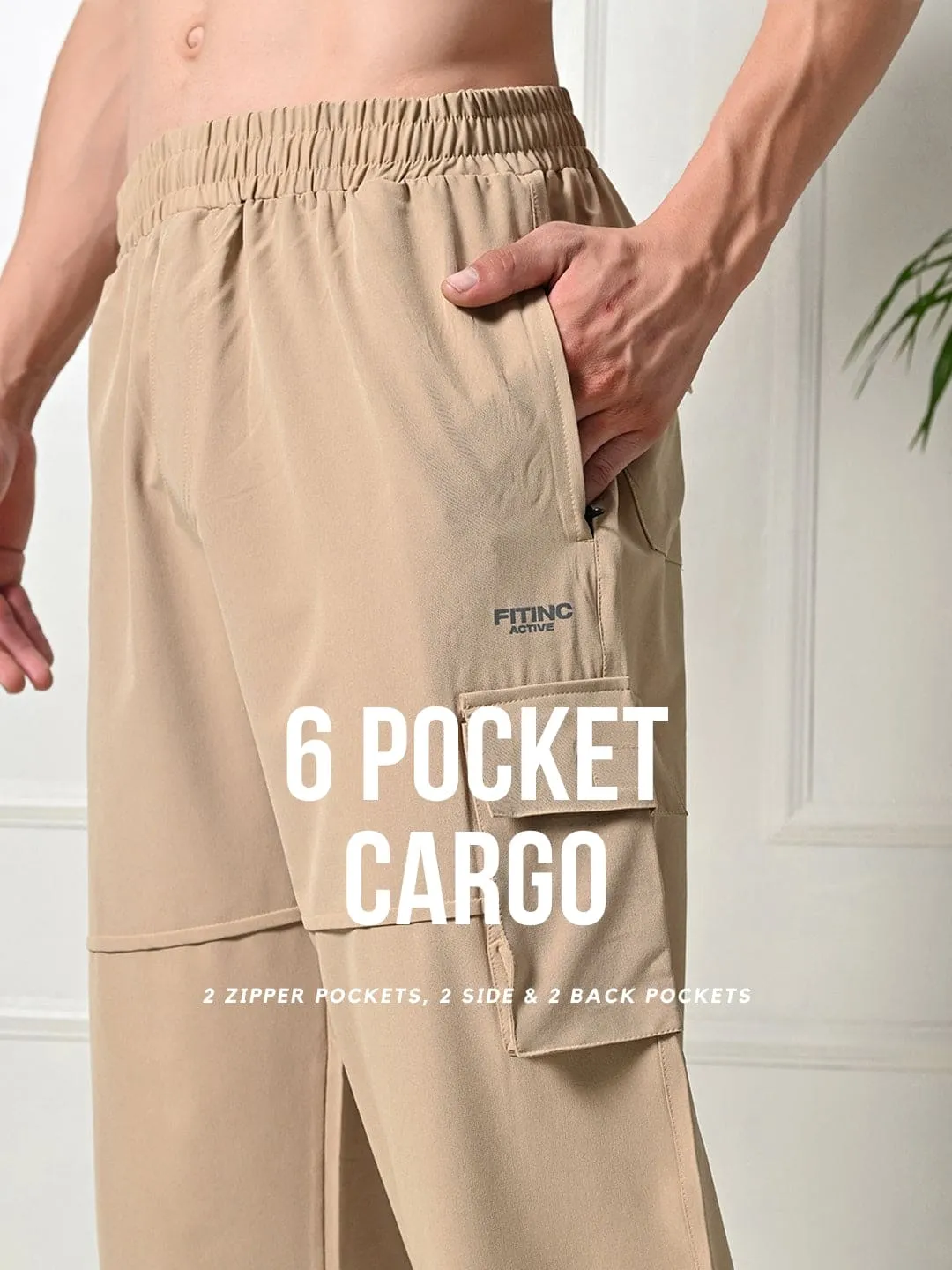Minimalist Look All-Purpose 6-Pocket Cargo Pants - Beige