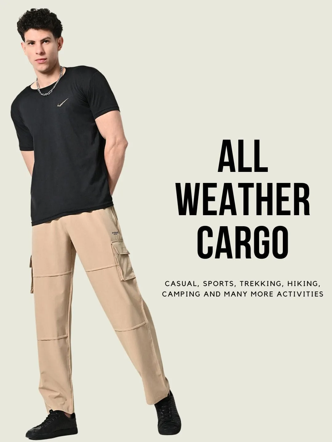 All-Purpose 6-Pocket Cargo Pants - Beige Abrasion resistant