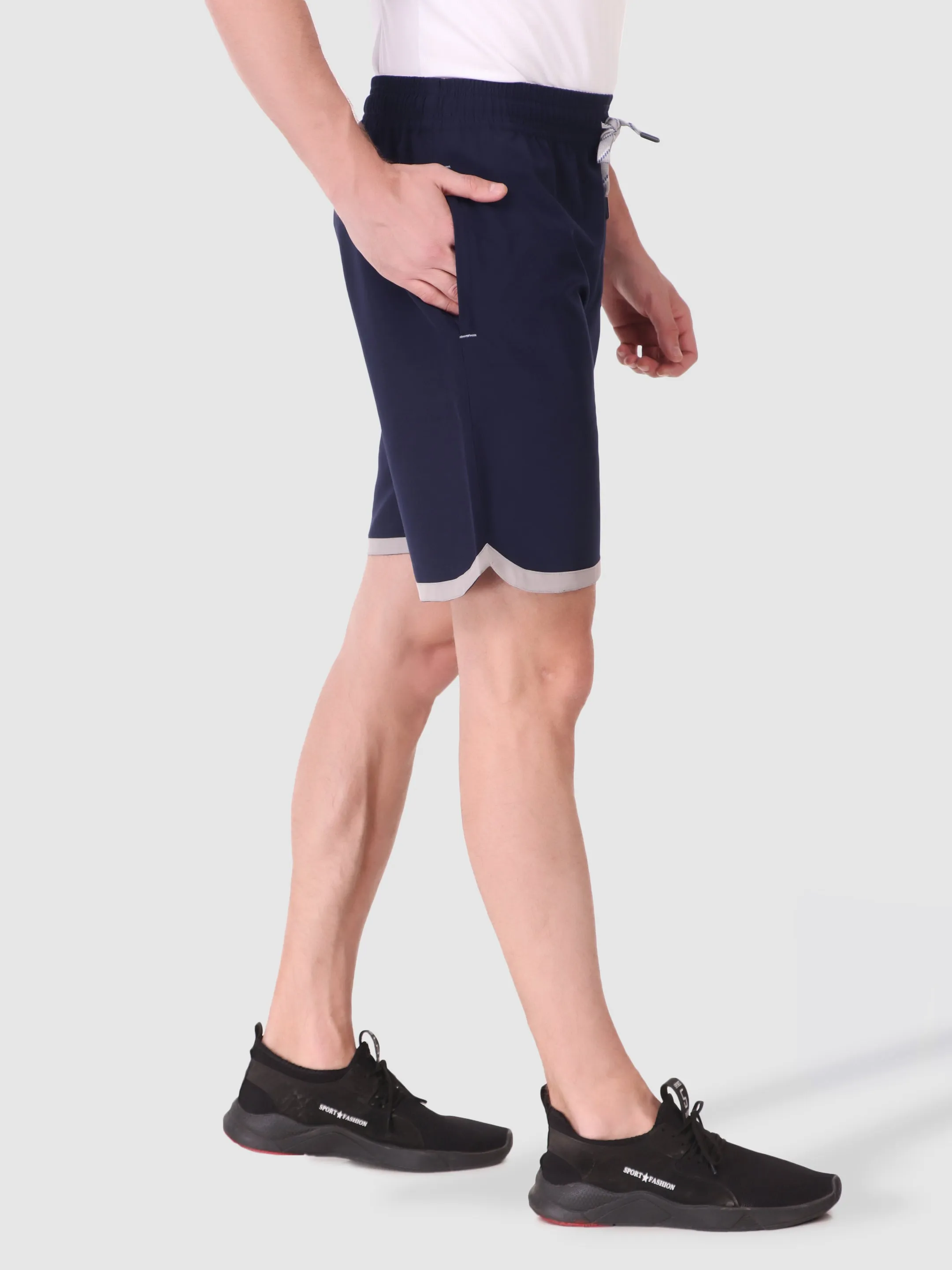 Soft Elastic Men's Securely Pocketed Active Shorts - Navy Blue