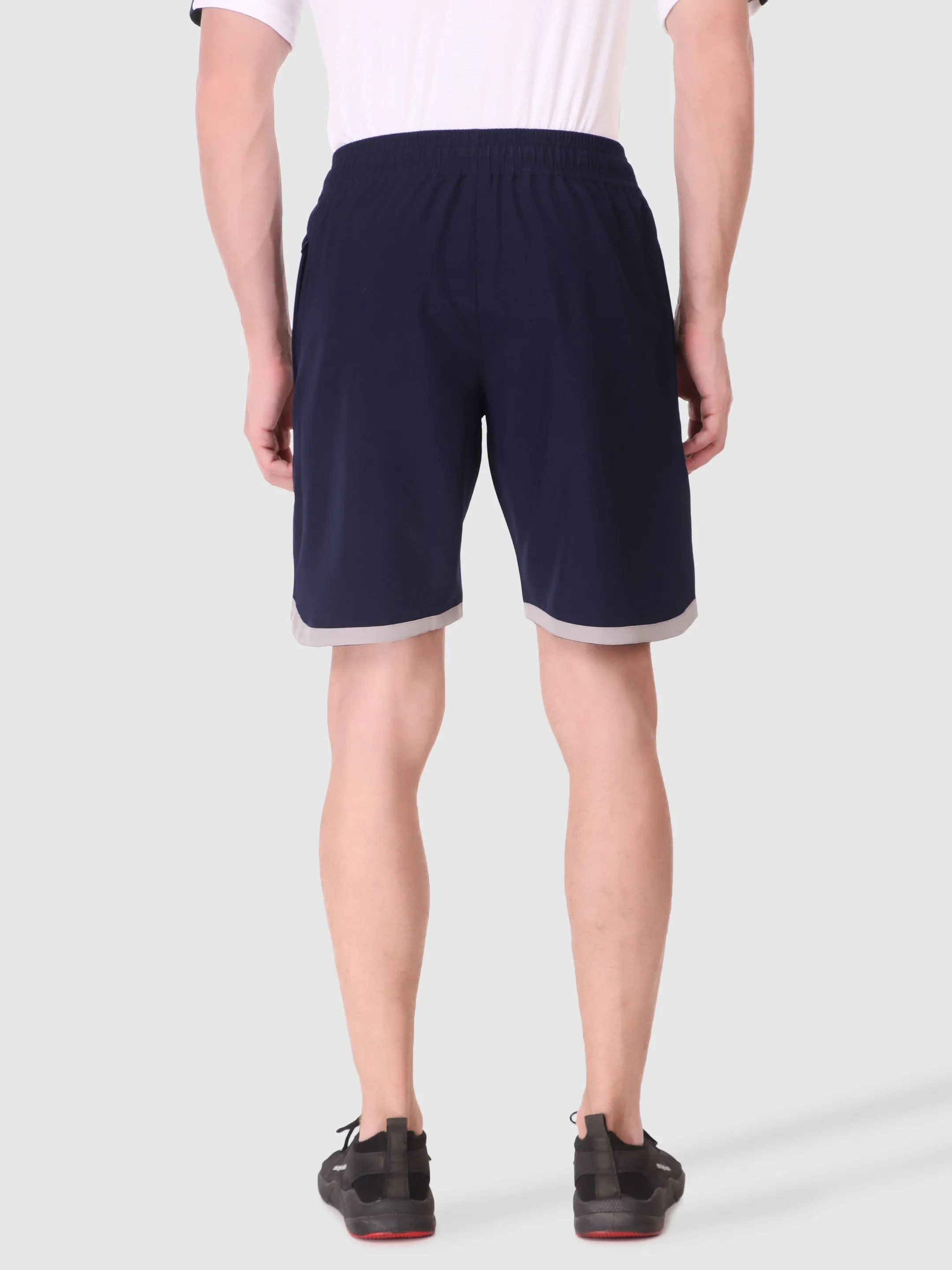 Men's Securely Pocketed Active Shorts - Navy Blue Multi Panel Cut comfortable attire