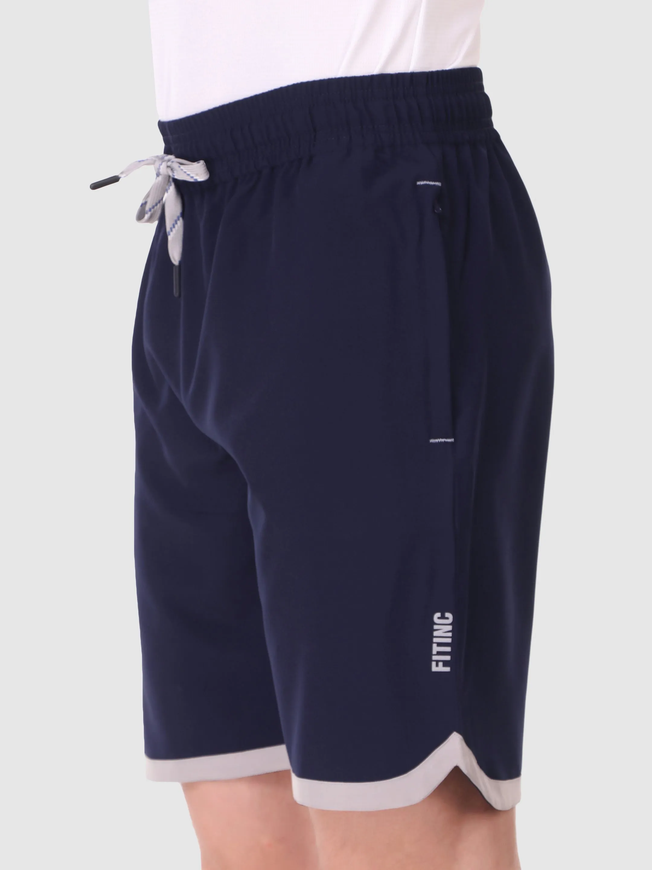 Festival Outfit Windproof Design Men's Securely Pocketed Active Shorts - Navy Blue