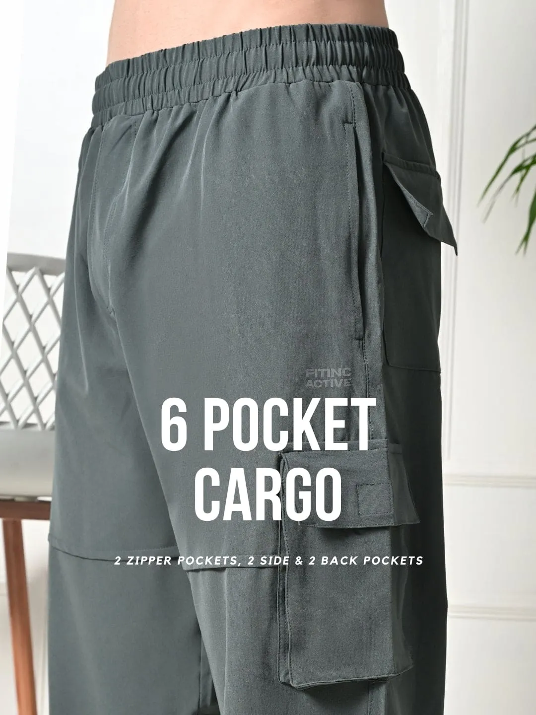 All-Purpose 6-Pocket Cargo Pants - Grey Quick-Dry Fabric