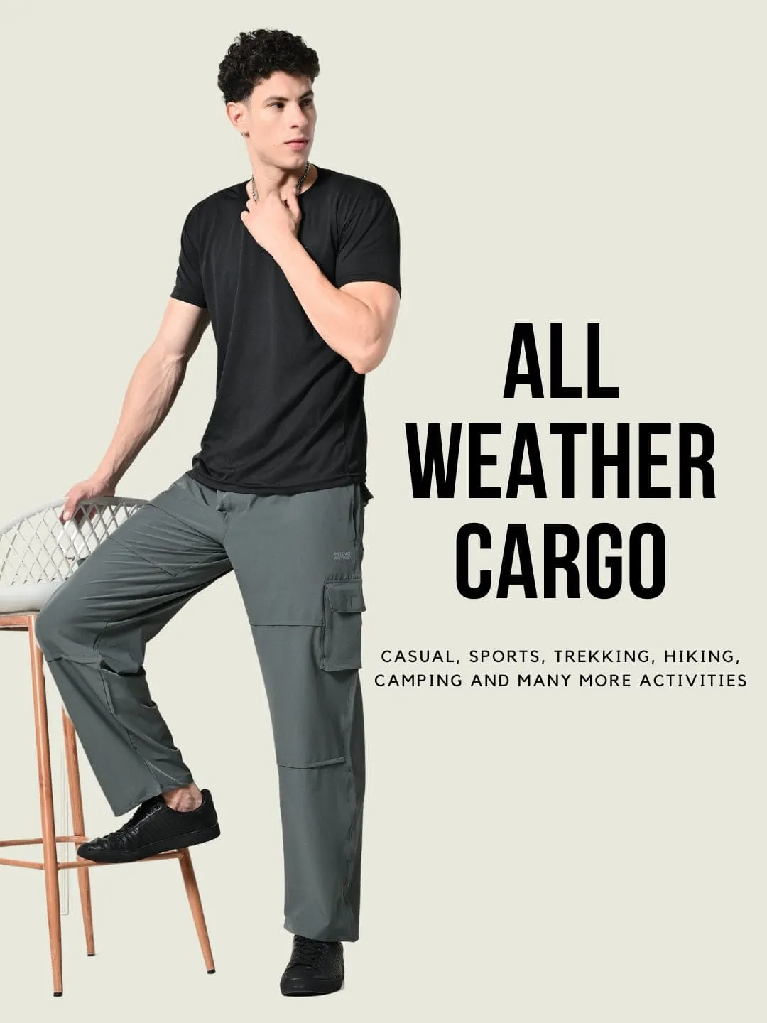 ElasticCuffs No Ride All-Purpose 6-Pocket Cargo Pants - Grey