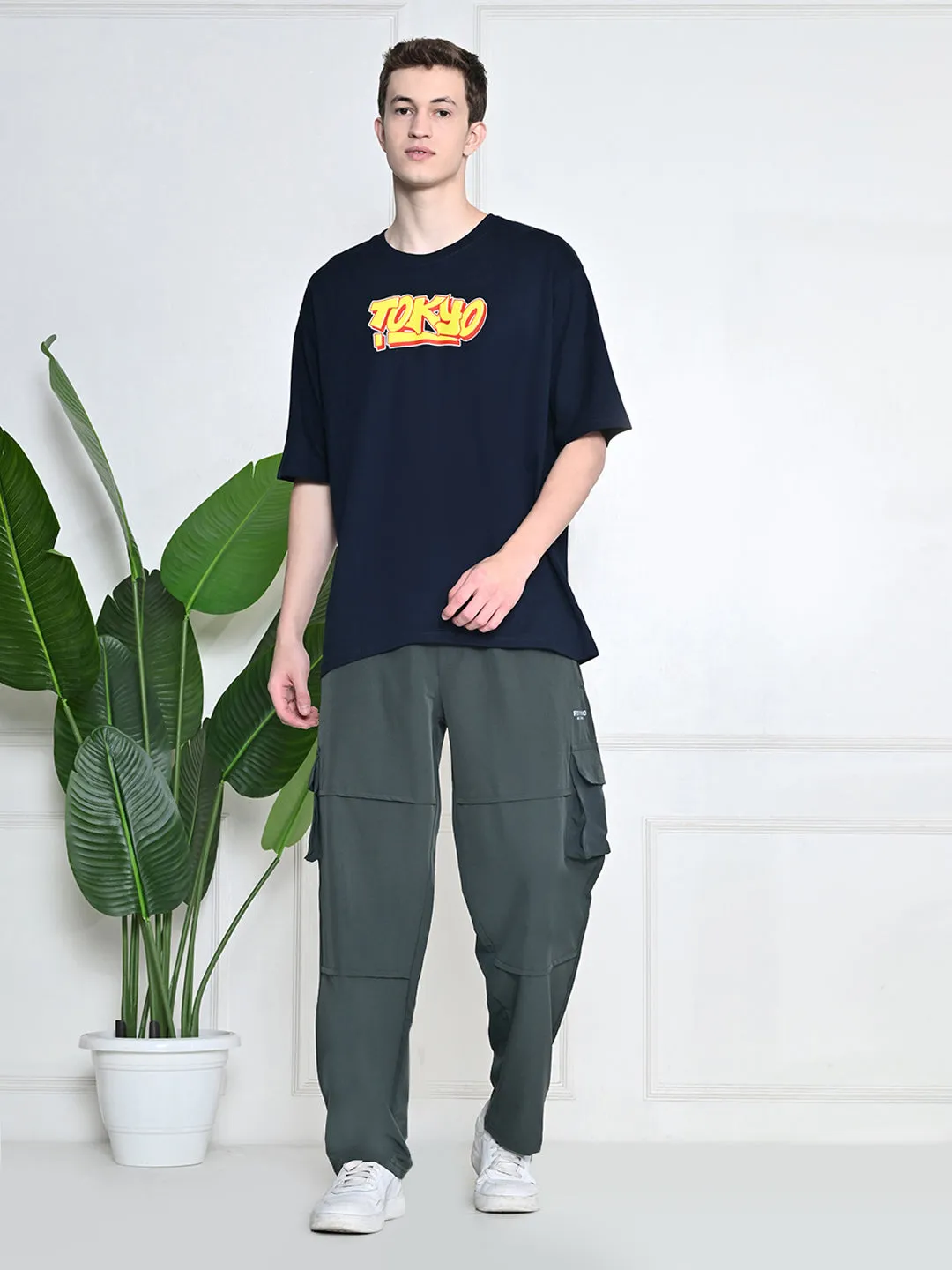 Fresh Comfort Style Striped modernity Everyday 100% Cotton Tokyo T-shirt ?C Navy Blue