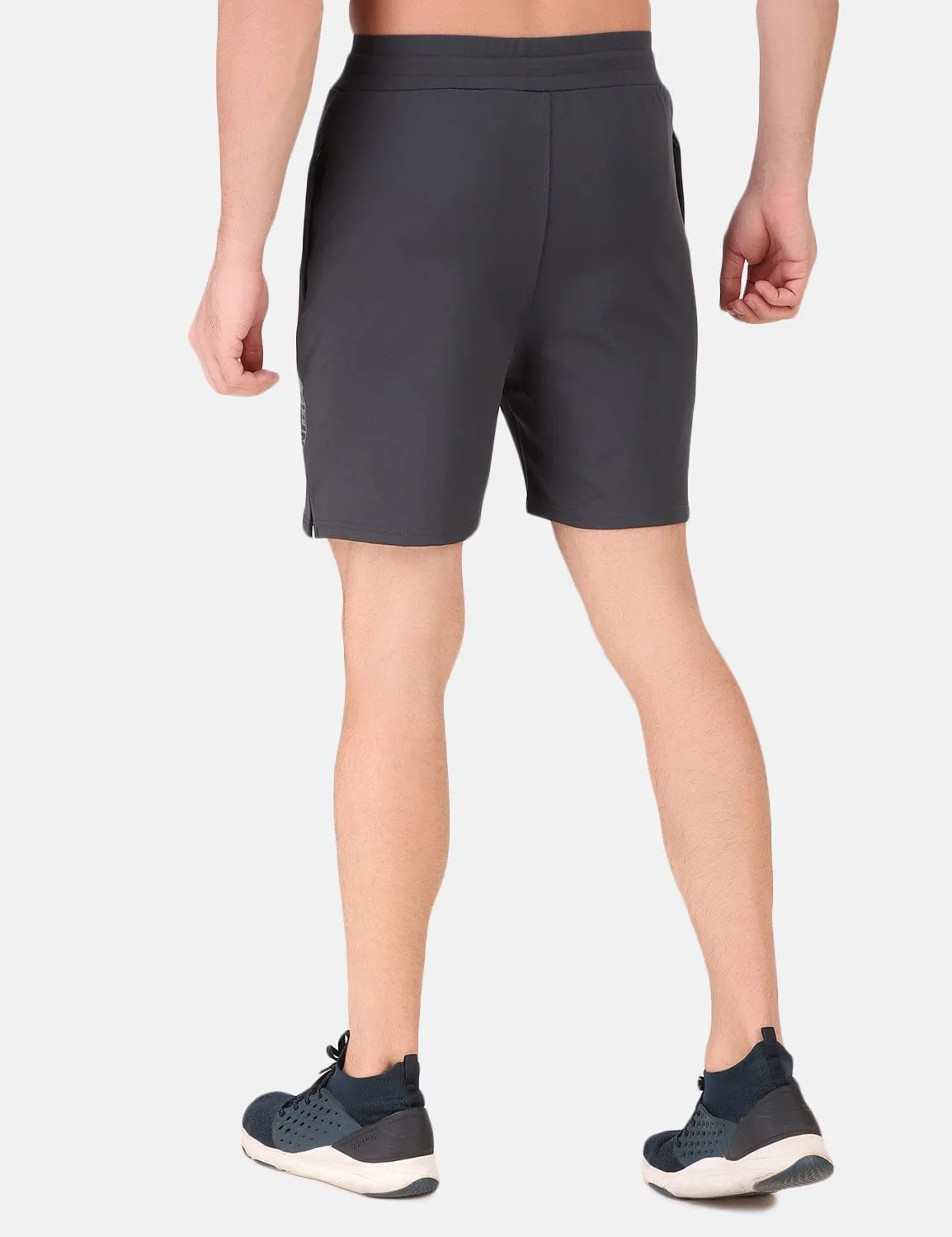 Metallic accents Performance Stretch Workout Shorts - Grey