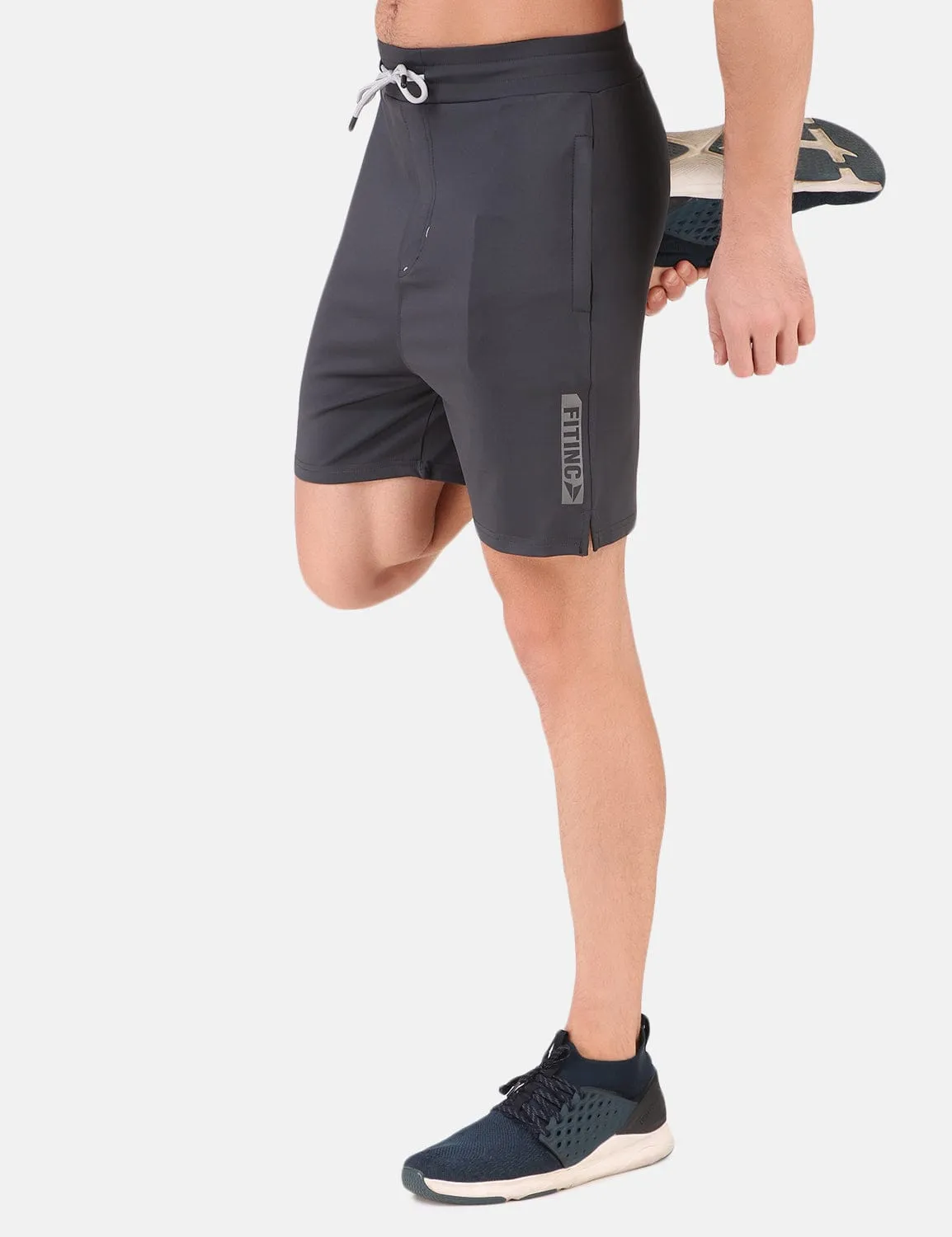 Double Layered Panels Performance Stretch Workout Shorts - Grey