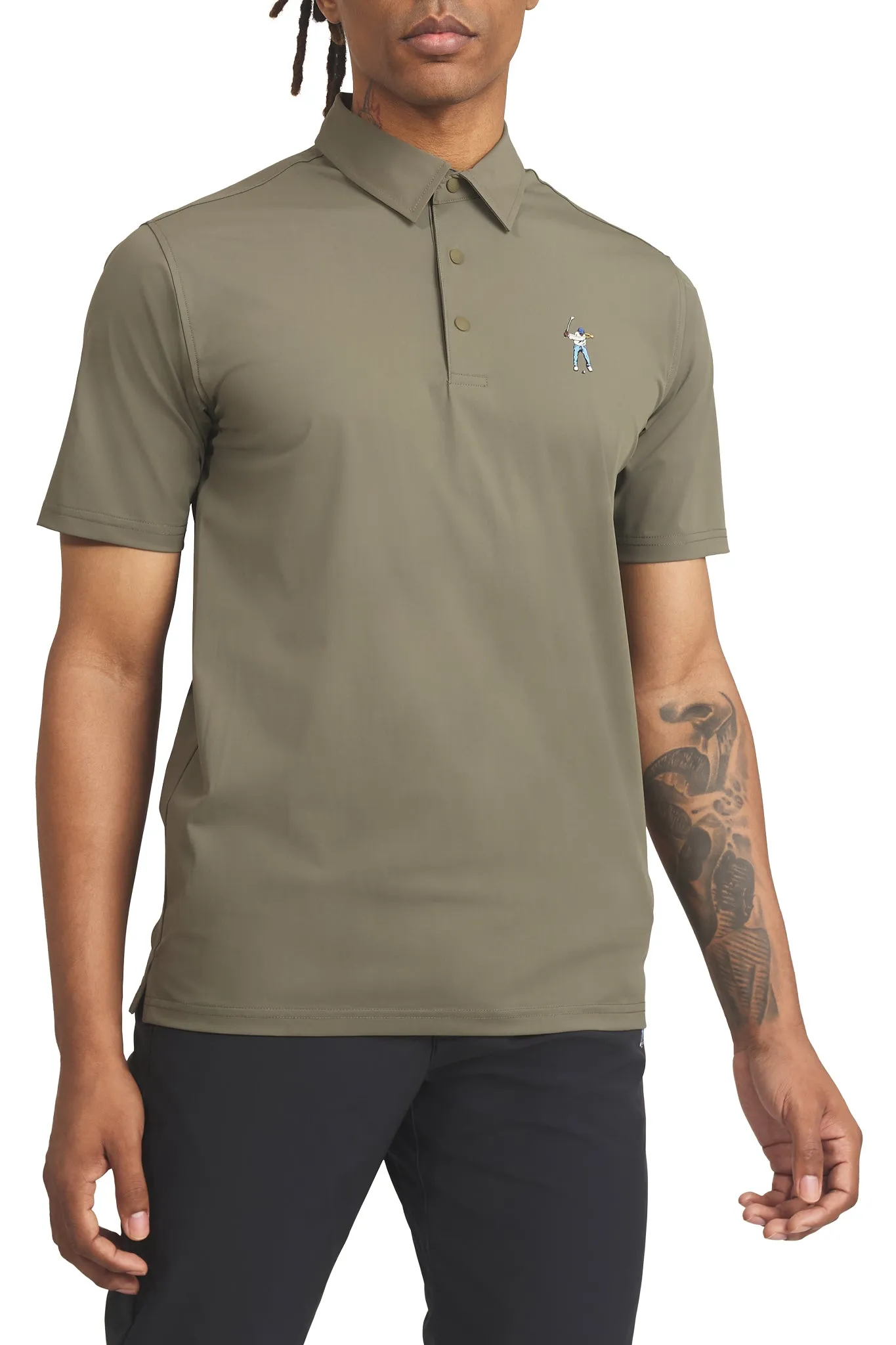 Compact Knit Structure Bound Edge Detailing Snap Placket Polo