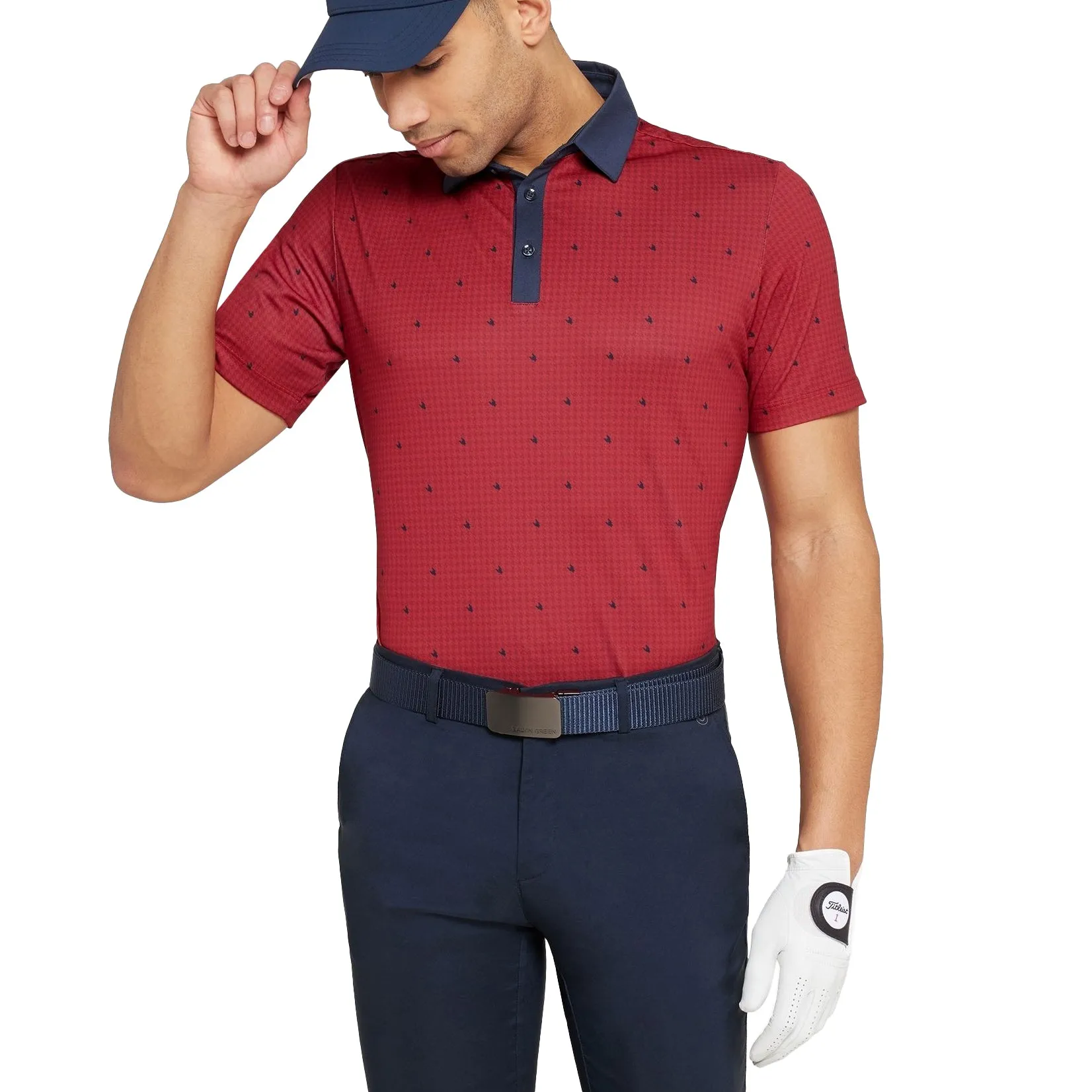 Galvin Green Marley Breathable Golf Polo Shirt - Red/Navy TemperatureRegulating Layer
