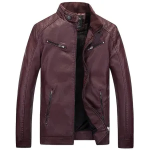 ReinforcedKnees West Louis? PU Pocket Zipper Leather Jacket