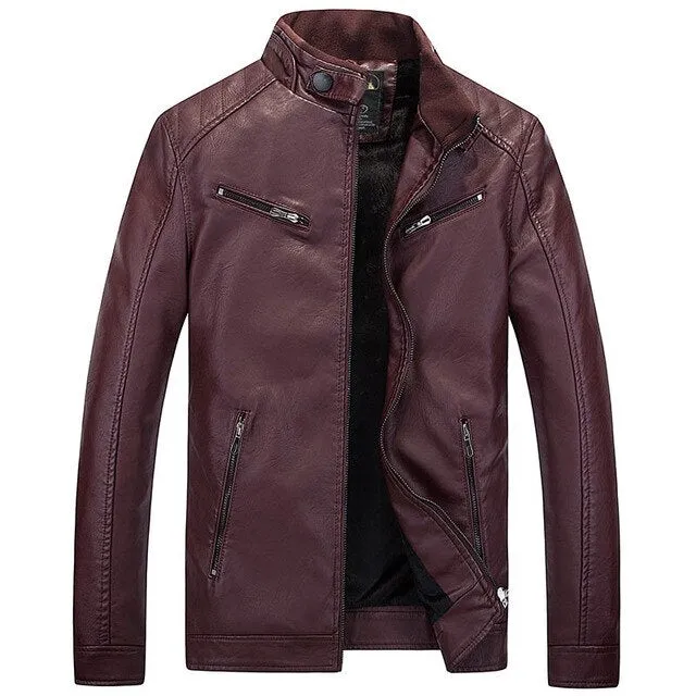 West Louis? PU Pocket Zipper Leather Jacket UV Protection Warm Socks