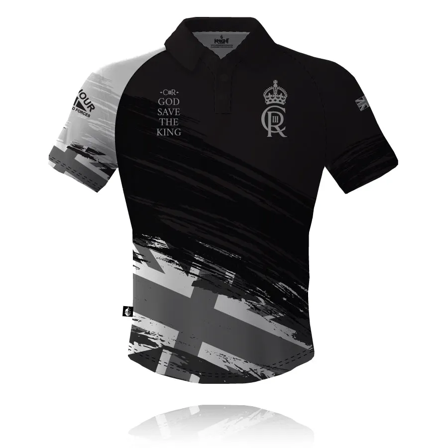 Honour Our Armed Forces - King Charles III 'God Save The King' - Tech Polo (CLEARANCE) Sleek Fit