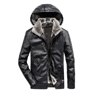West Louis? Faux Fur Liner Thicken Leather Coat Casual Vibe