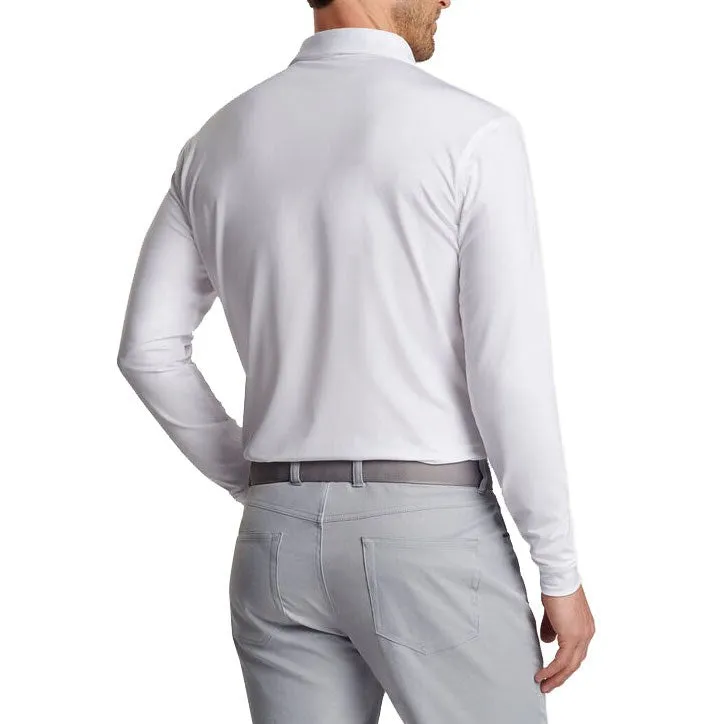 Peter Millar Performance Stretch Jersey Long Sleeve Golf Shirt - White Bound Seam Finish premium design