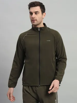 WaterRepellent Surface Luxury Core Track Performance Jacket - Olive