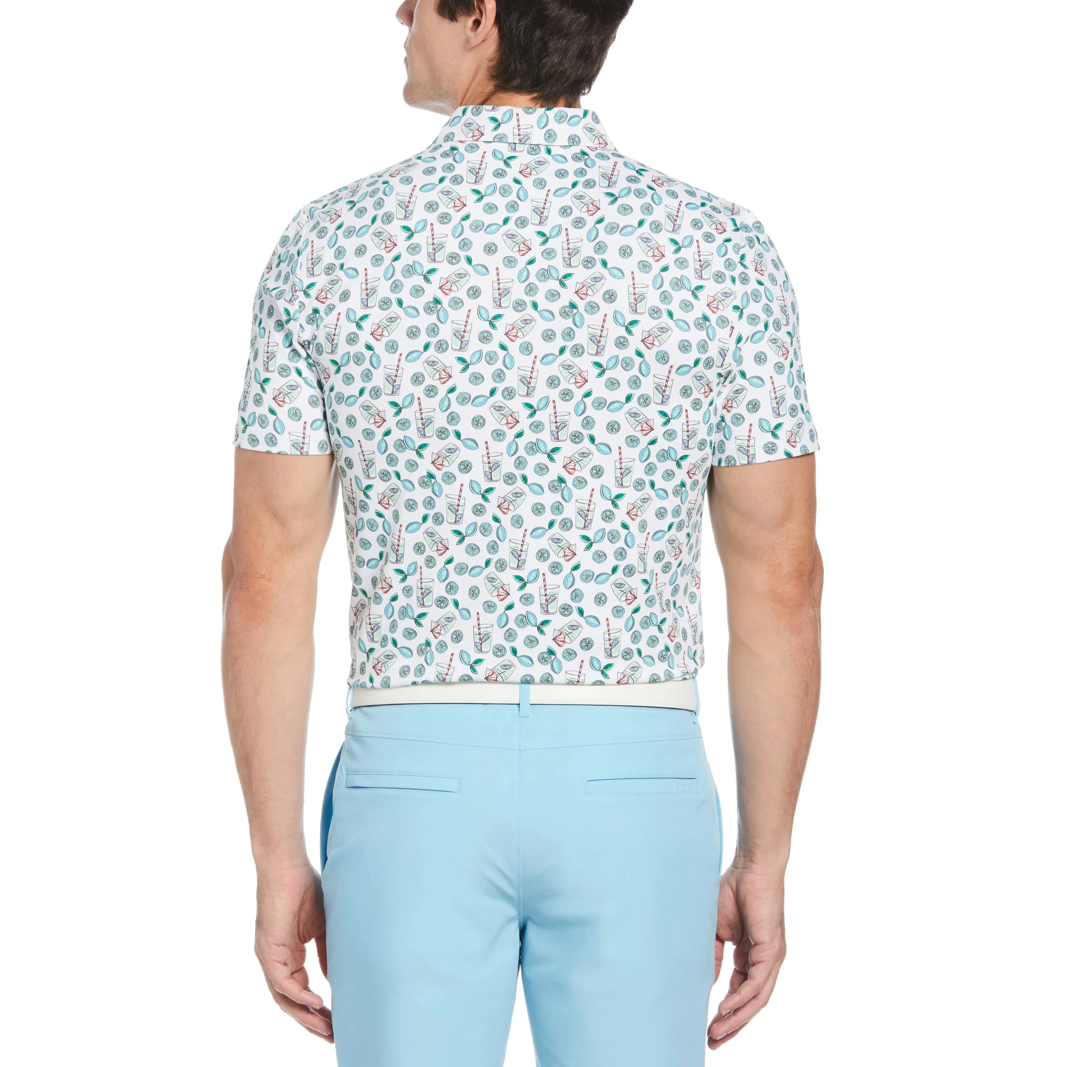 Compact Knit Structure Original Penguin Mens Lemonade Print Golf Shirt Polo - BRIGHT WHITE