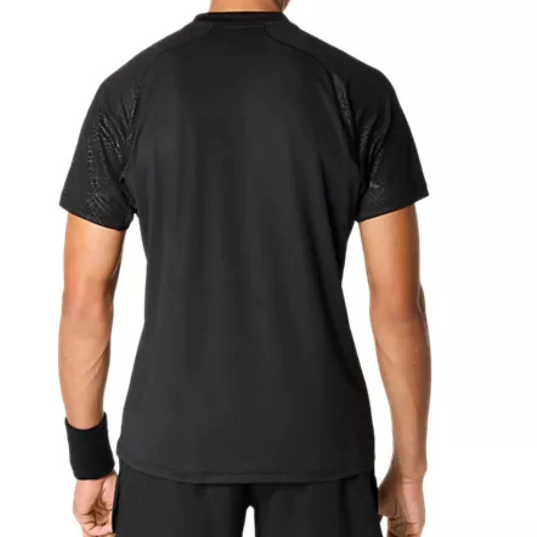 Versatile Fit Soft Touch Fabric Asics Match Short Sleeve Mens Tennis Top Night - Performance Black