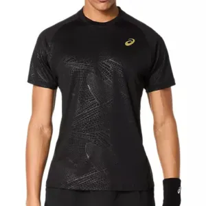 Sporty Comfort Wear Asics Match Short Sleeve Mens Tennis Top Night - Performance Black