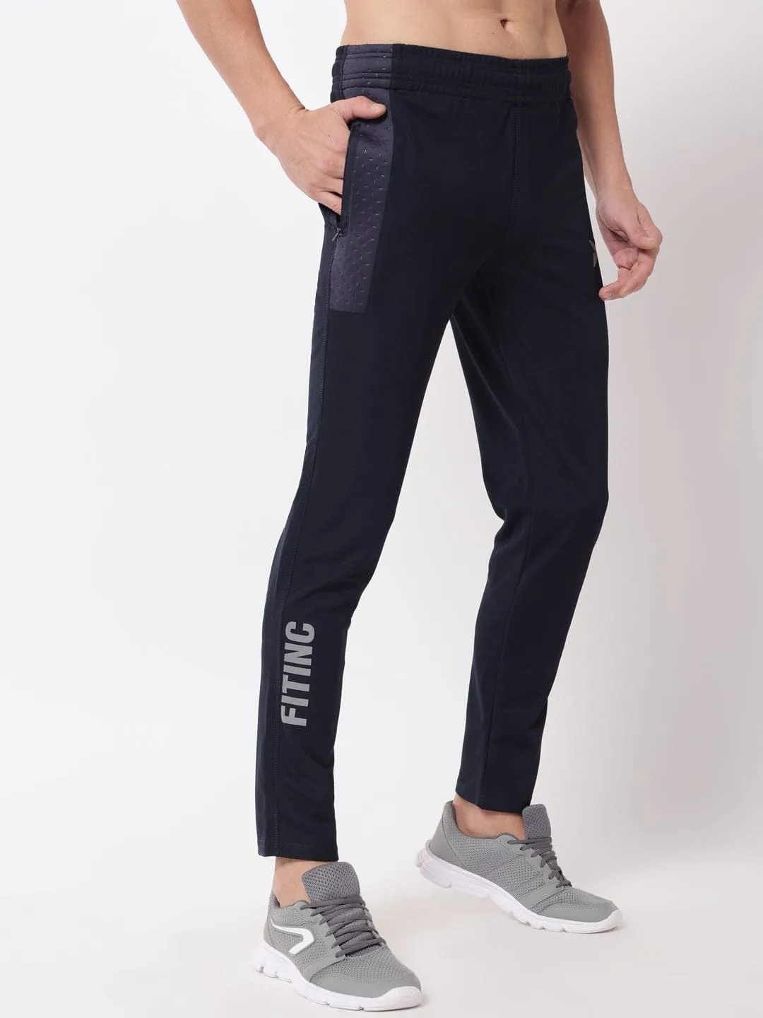 Textured Slim Fit Track Pants - Navy Blue AllDayCompression Movement Comfort