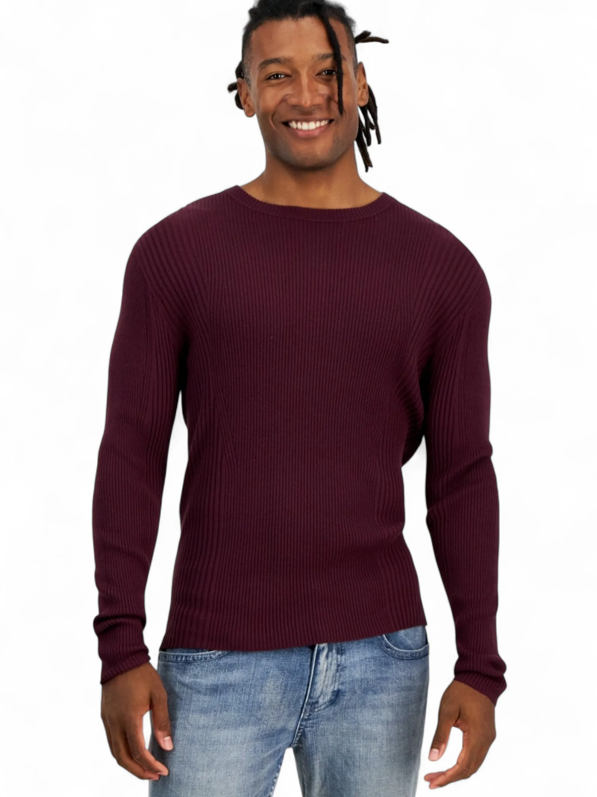 Slim Silhouette Easy Wear Men's Knitted Sweaters,Burgundy