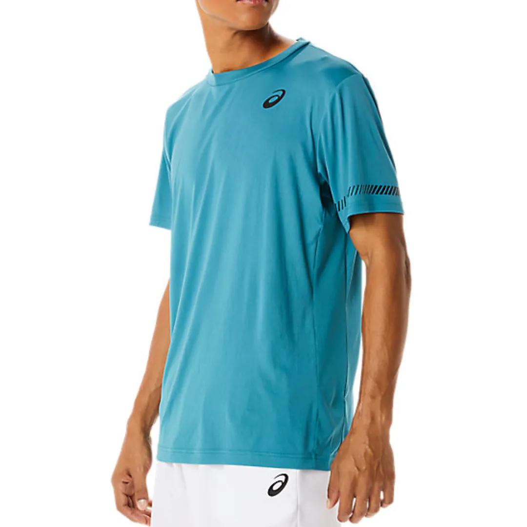 Asics Court Men Short Sleeve Tee - Misty Pine MinimalistDesign Ultra Soft Blended Textile