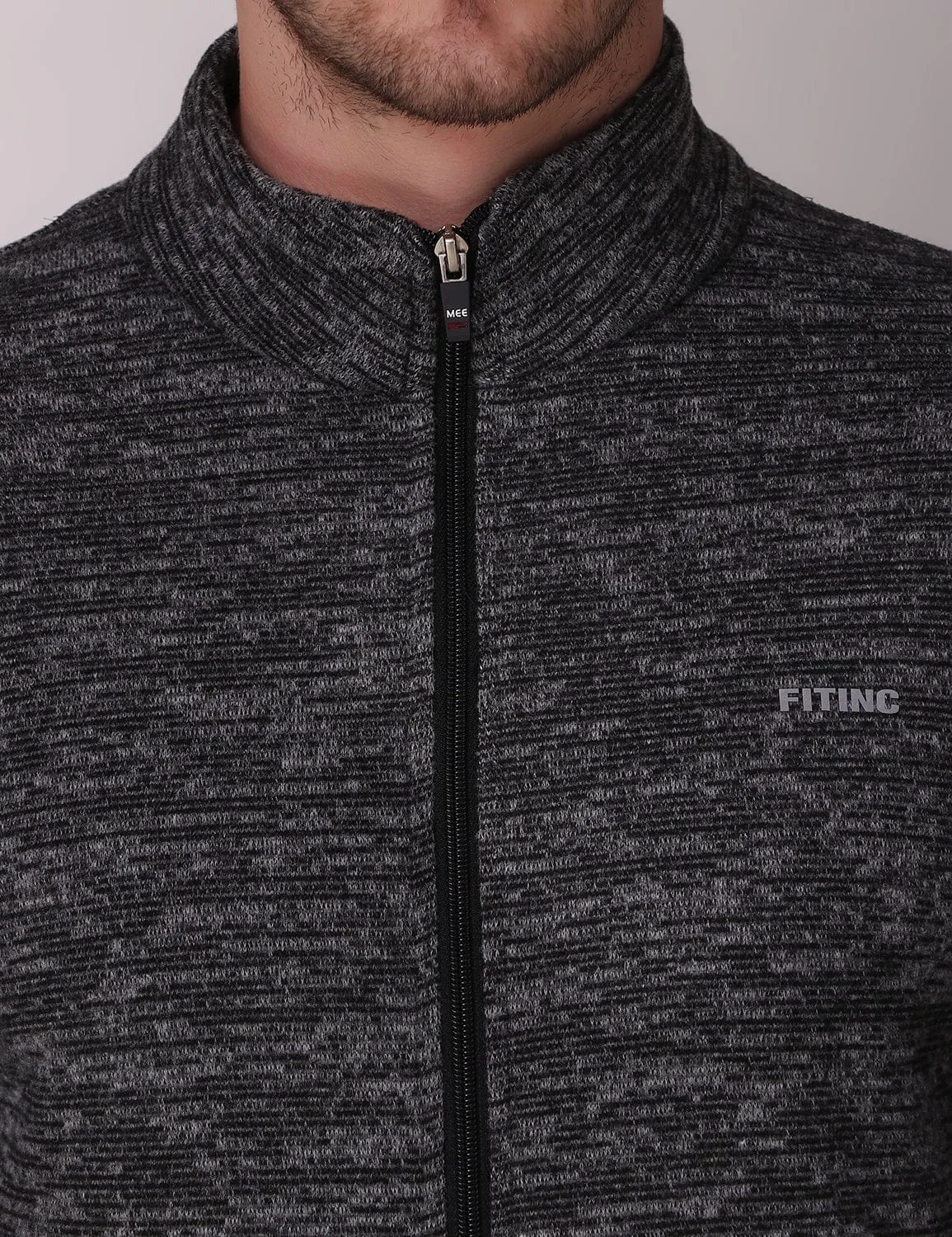 Thermal Fleece Jacket - Melange Black HighDensity Weave Lightweight sweater