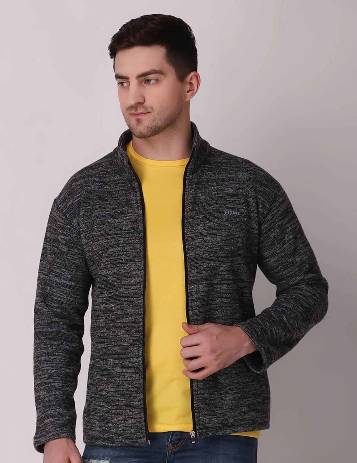 Thermal Fleece Jacket - Melange Black Flexible Waistline