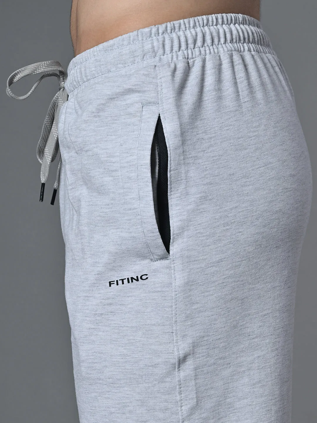 Anti Snag Threading Recycled Polyester Blend Essential Regular Fit Cotton Track Pant ?C Melange Grey