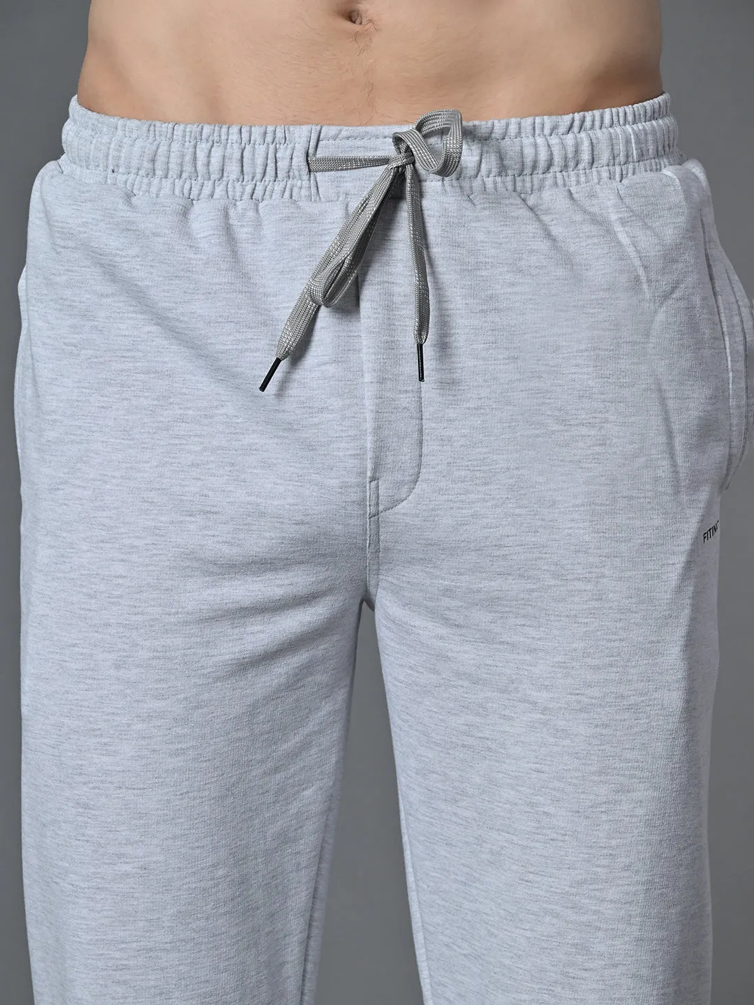 Essential Regular Fit Cotton Track Pant ?C Melange Grey Elastic Free Cuffs All terrain