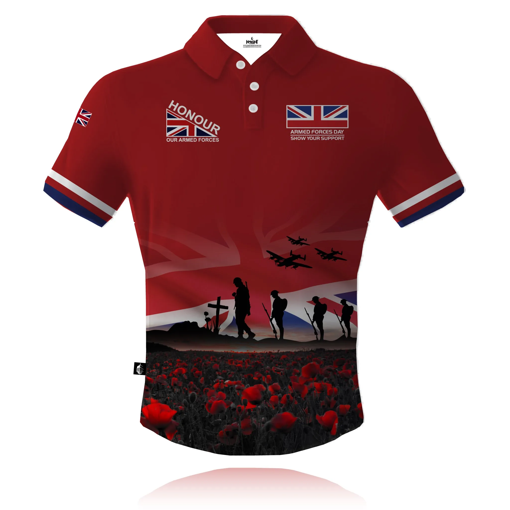Tailored Fit Honour Our Armed Forces - Armed Forces Day V1 (Red) - Tech Polo